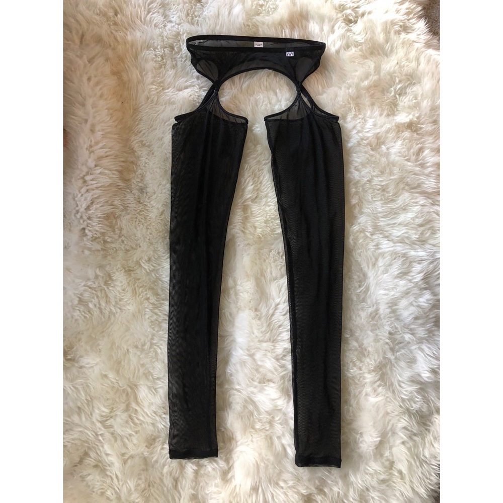 Wicked Weasel black mesh garter belt leggings Sz M